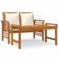 vidaXL Muebles de jardín 2 pzas con cojines blanco crema madera maciza