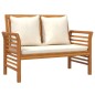 vidaXL Muebles de jardín 2 pzas con cojines blanco crema madera maciza
