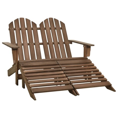 vidaXL Otomana Adirondack de jardín 2 plazas madera de abeto marrón