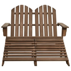 vidaXL Otomana Adirondack de jardín 2 plazas madera de abeto marrón