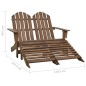 vidaXL Otomana Adirondack de jardín 2 plazas madera de abeto marrón