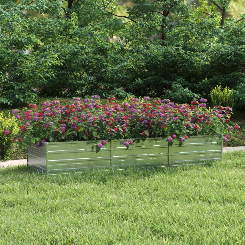 vidaXL Arriate de acero galvanizado plateado 240x80x45 cm vidaXL Arriate de acero galvanizado plateado 240x80x45 cm