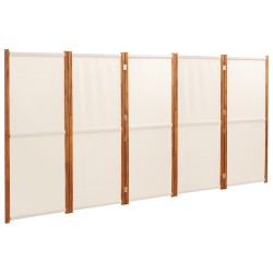 vidaXL Biombo divisor de 5 paneles blanco crema 350x180 cm