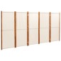 vidaXL Biombo divisor de 5 paneles blanco crema 350x180 cm vidaXL Biombo divisor de 5 paneles blanco crema 350x180 cm