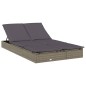 vidaXL Tumbona 2 personas toldo redondo ratán PE gris 211x112x140 cm vidaXL Tumbona 2 personas toldo redondo ratán PE gris 211x112x140 cm
