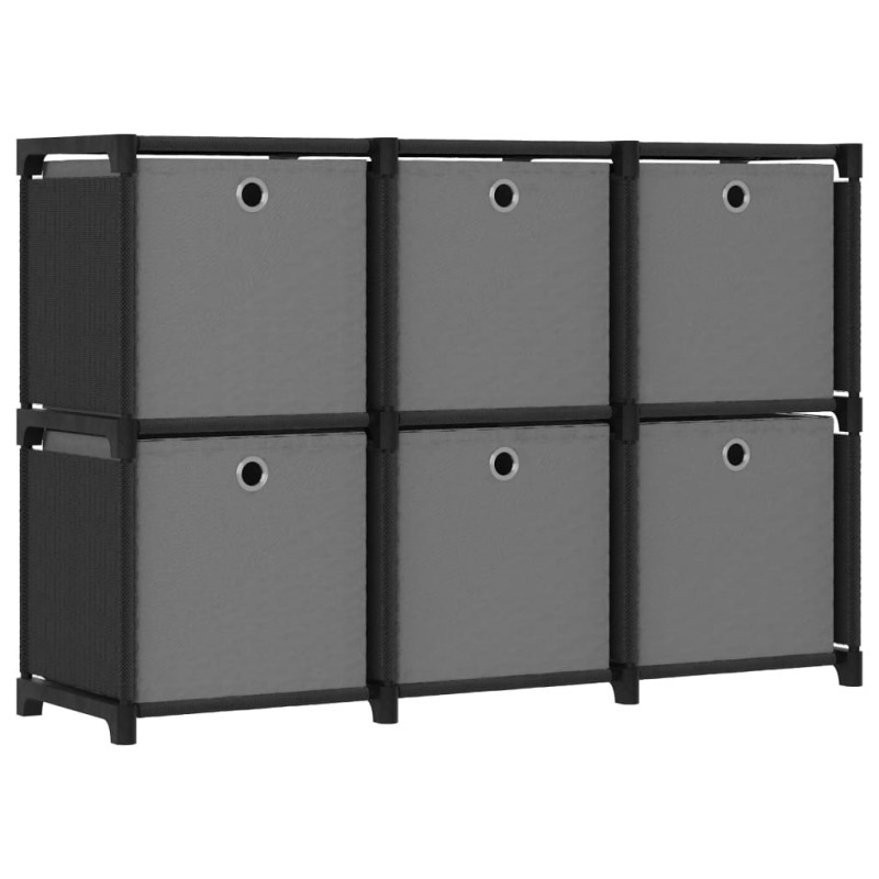 vidaXL Estantería de 6 cubos con cajas de tela negro 103x30x72,5 cm vidaXL Estantería de 6 cubos con cajas de tela negro 103x30x72,5 cm