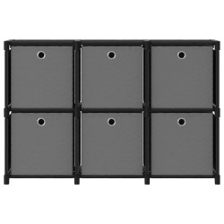 vidaXL Estantería de 6 cubos con cajas de tela negro 103x30x72,5 cm