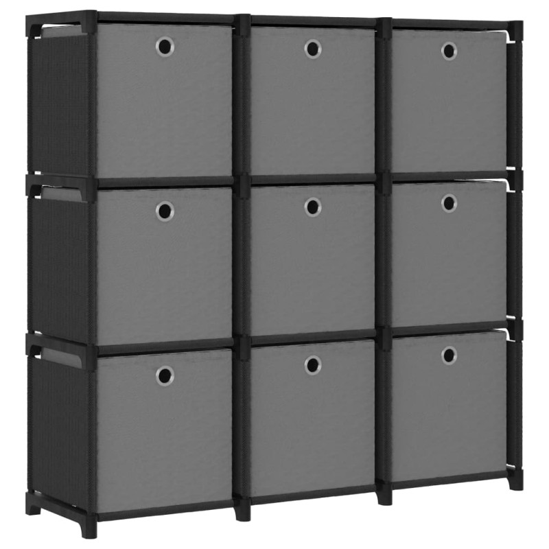 vidaXL Estantería de 9 cubos con cajas de tela negro 103x30x107,5 cm vidaXL Estantería de 9 cubos con cajas de tela negro 103x30x107,5 cm