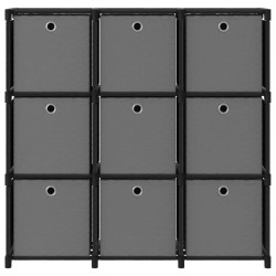 vidaXL Estantería de 9 cubos con cajas de tela negro 103x30x107,5 cm