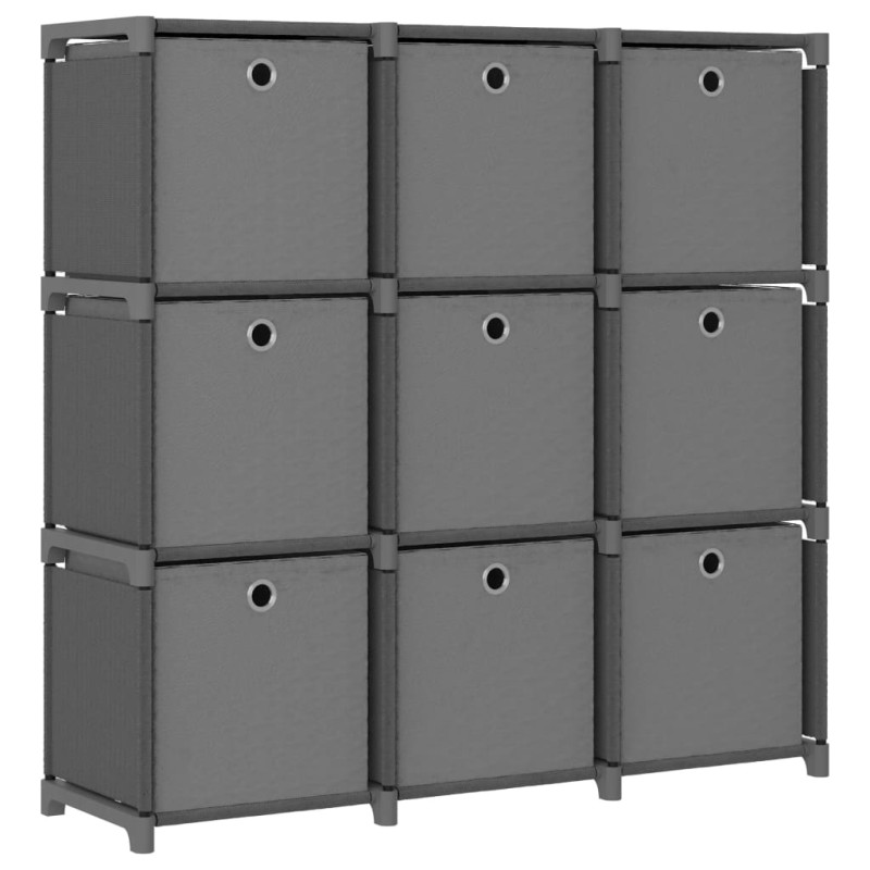 vidaXL Estantería de 9 cubos con cajas de tela gris 103x30x107,5 cm vidaXL Estantería de 9 cubos con cajas de tela gris 103x30x107,5 cm