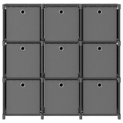 vidaXL Estantería de 9 cubos con cajas de tela gris 103x30x107,5 cm