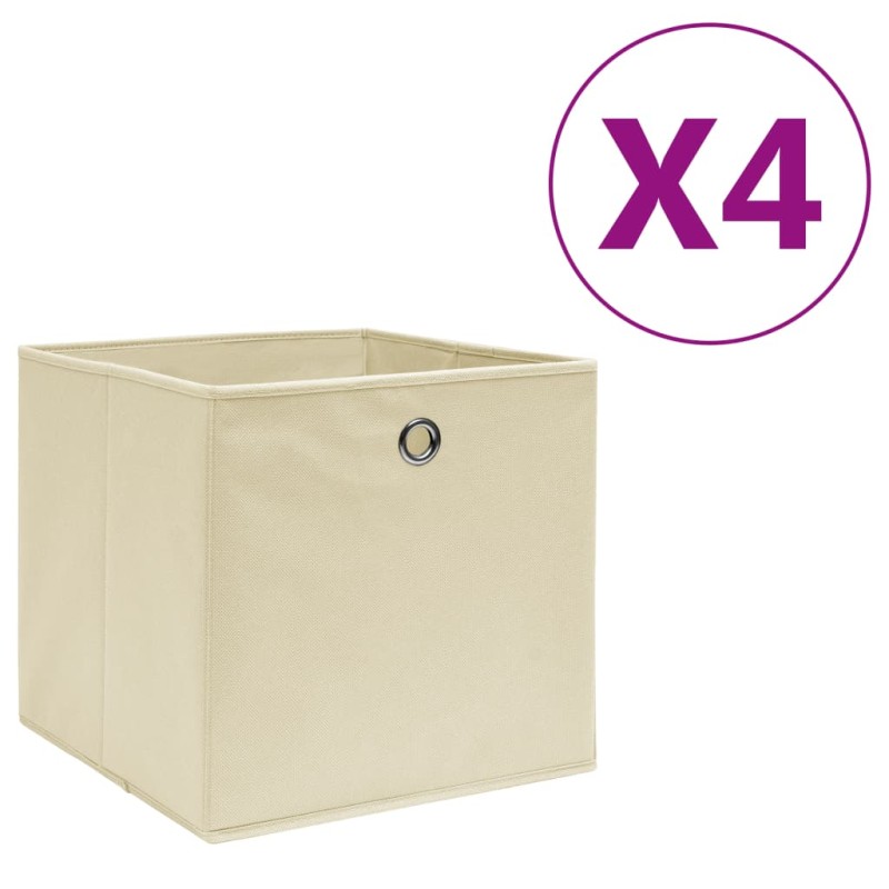 vidaXL Cajas de almacenaje 4 uds tela no tejida crema 28x28x28 cm vidaXL Cajas de almacenaje 4 uds tela no tejida crema 28x28x28 cm