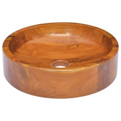 vidaXL Lavabo de madera maciza de teca Φ40x10 cm