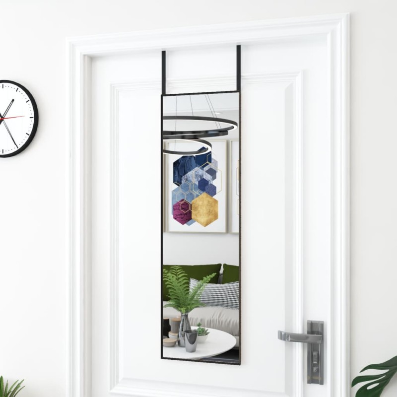 VidaXL Espejo de puerta cristal y aluminio negro 30x100 cm VidaXL Espejo de puerta cristal y aluminio negro 30x100 cm