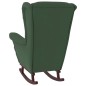 vidaXL Silla mecedora patas de madera caucho terciopelo verde oscuro vidaXL Silla mecedora patas de madera caucho terciopelo verde oscuro