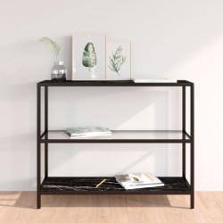 vidaXL Estante transparente y negro mármol vidrio templado 100x36x90cm
