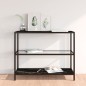vidaXL Estante transparente y negro mármol vidrio templado 100x36x90cm vidaXL Estante transparente y negro mármol vidrio templado 100x36x90cm