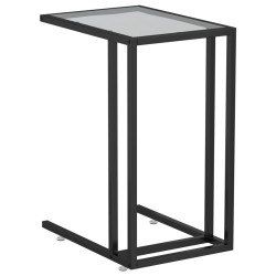 vidaXL Mesa auxiliar de ordenador vidrio transparente negro 50x35x65cm