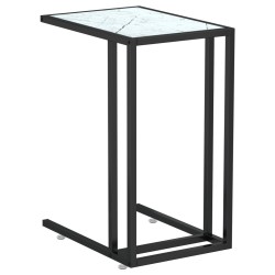 vidaXL Mesita ordenador vidrio transparente blanco mármol 50x35x65cm