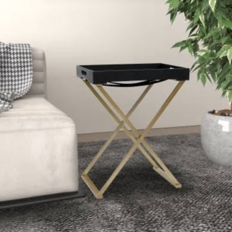 vidaXL Mesa plegable MDF dorado y negro 48x34x61 cm