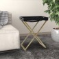 vidaXL Mesa plegable MDF dorado y negro 48x34x61 cm vidaXL Mesa plegable MDF dorado y negro 48x34x61 cm