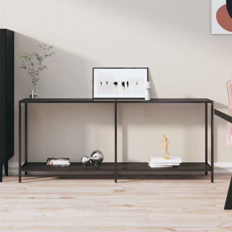 vidaXL Mesa de consola vidrio templado negro 180x35x75,5 cm vidaXL Mesa de consola vidrio templado negro 180x35x75,5 cm