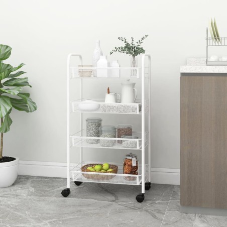 vidaXL Carrito de cocina 4 niveles hierro blanco 46x26x85 cm