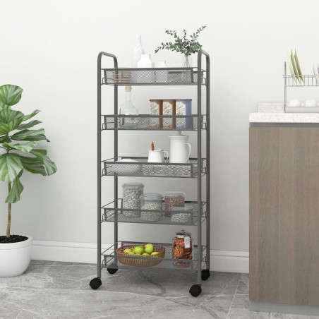 vidaXL Carrito de cocina 5 niveles hierro gris 46x26x105 cm