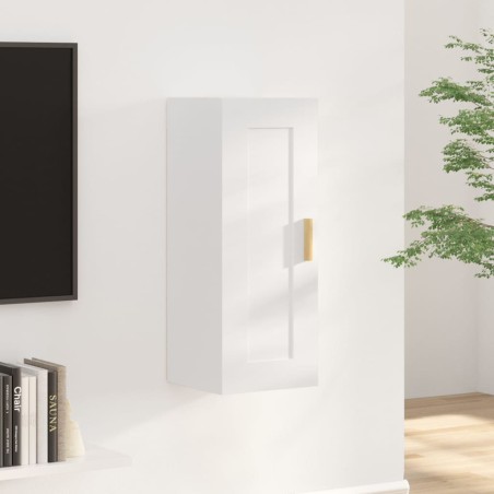vidaXL Armario de pared madera contrachapada blanco brillo 35x34x90 cm