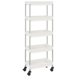 vidaXL Carrito de cocina 5 niveles hierro y ABS blanco 42x29x128 cm