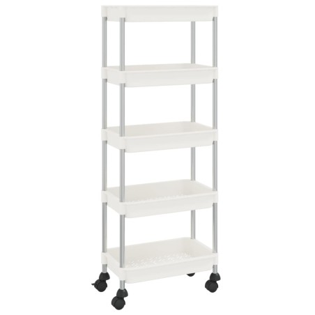 vidaXL Carrito de cocina 5 niveles hierro y ABS blanco 42x29x128 cm