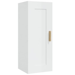 vidaXL Armario de pared madera contrachapada blanco brillo 35x34x90 cm