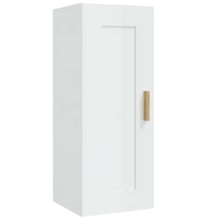 vidaXL Armario de pared madera contrachapada blanco brillo 35x34x90 cm