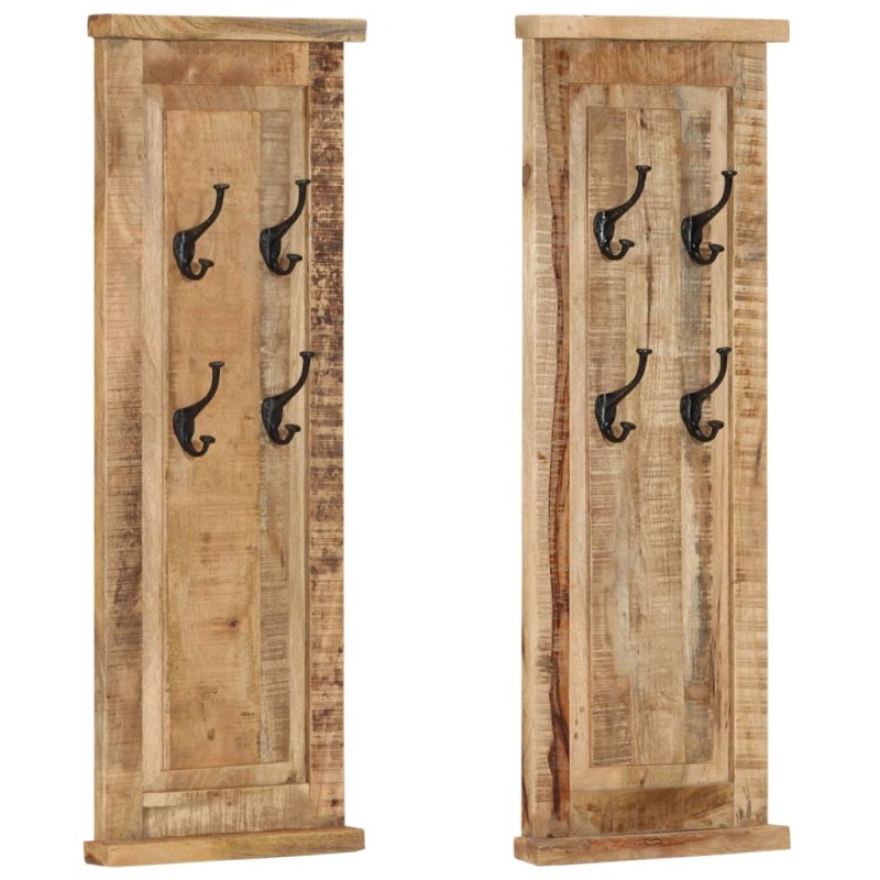 vidaXL Percheros 2 unidades madera maciza de mango 38x100 cm vidaXL Percheros 2 unidades madera maciza de mango 38x100 cm