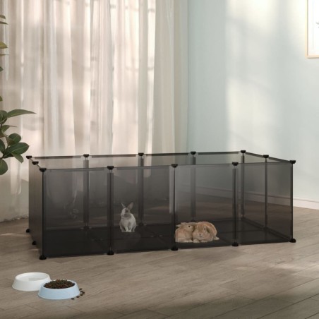 vidaXL Jaula para animales pequeños negro PP y acero 144x74x46,5 cm