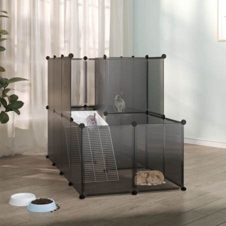 vidaXL Jaula para animales pequeños negro PP y acero 142x74x93 cm