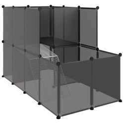 vidaXL Jaula para animales pequeños negro PP y acero 142x74x93 cm