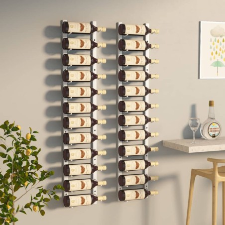 vidaXL Botellero de pared para 12 botellas 2 unidades hierro blanco