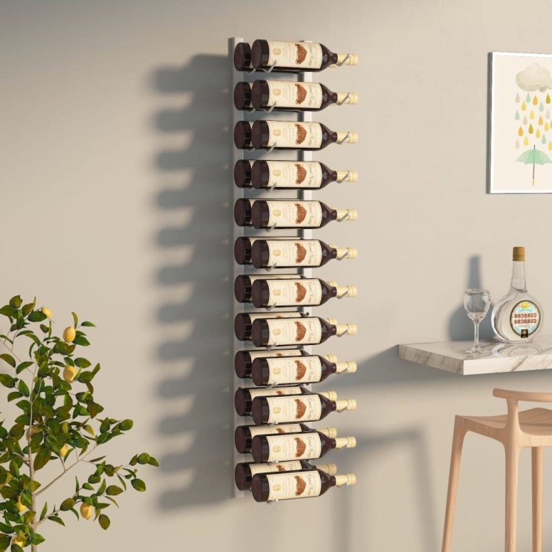 vidaXL Botellero de pared para 24 botellas hierro blanco vidaXL Botellero de pared para 24 botellas hierro blanco