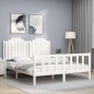 vidaXL Estructura de cama con cabecero madera maciza blanco 160x200 cm vidaXL Estructura de cama con cabecero madera maciza blanco 160x200 cm