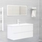 vidaXL Mueble de lavabo madera ingeniería blanco brillo 90x38,5x45 cm vidaXL Mueble de lavabo madera ingeniería blanco brillo 90x38,5x45 cm