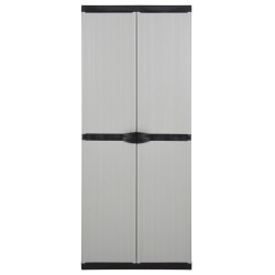vidaXL Armario de jardín con 3 estantes gris y negro 68x40x168 cm