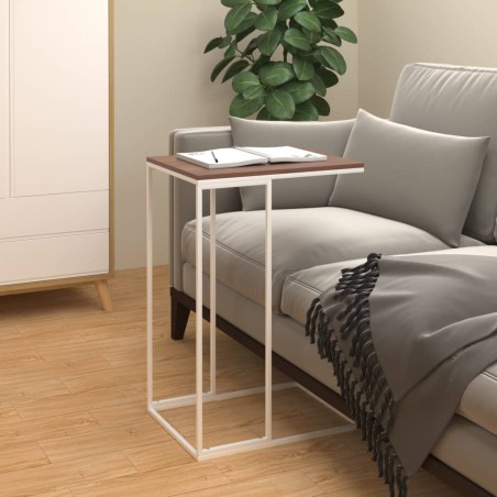 vidaXL Mesa auxiliar de madera contrachapada blanco 40x30x59 cm