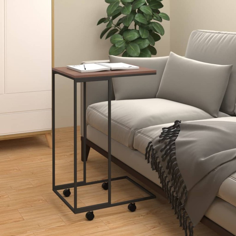 vidaXL Mesa auxiliar con ruedas de contrachapado negro 40x30x63,5 cm vidaXL Mesa auxiliar con ruedas de contrachapado negro 40x30x63,5 cm