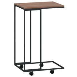 vidaXL Mesa auxiliar con ruedas de contrachapado negro 40x30x63,5 cm
