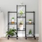 vidaXL Soporte para flores con ruedas hierro negro 83x25x100 cm vidaXL Soporte para flores con ruedas hierro negro 83x25x100 cm