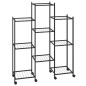 vidaXL Soporte para flores con ruedas hierro negro 83x25x100 cm vidaXL Soporte para flores con ruedas hierro negro 83x25x100 cm