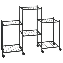 vidaXL Soporte para flores con ruedas hierro negro 83x25x63,5 cm