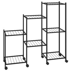 vidaXL Soporte para flores con ruedas hierro negro 83x25x83,5 cm