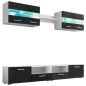 vidaXL Mueble de salón de TV con luces LED negro brillante 5 piezas